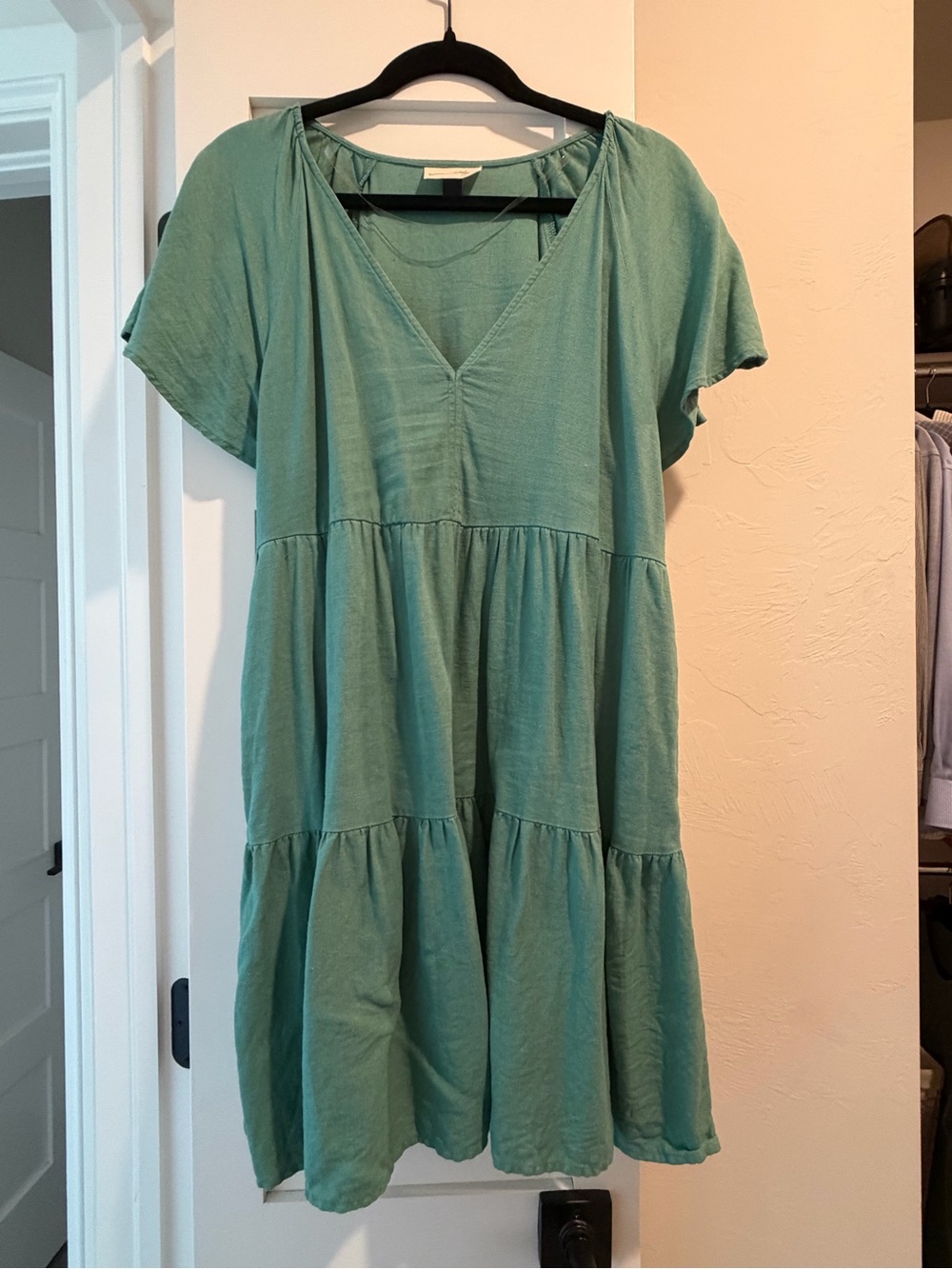 Universal Thread Teal V-Neck Tiered Mini Dress